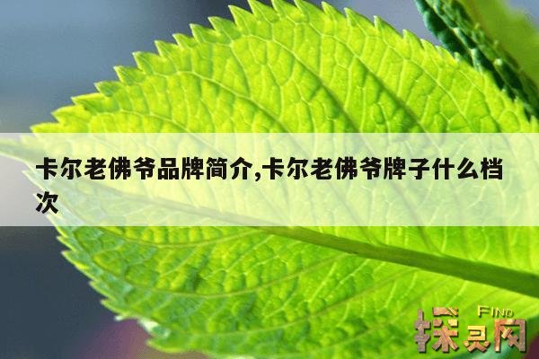 卡尔老佛爷品牌简介,卡尔老佛爷牌子什么档次