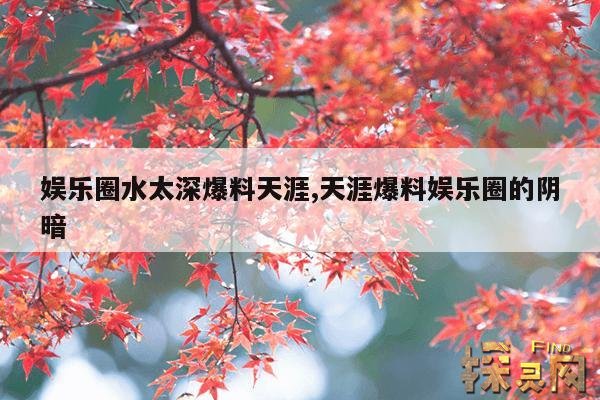 娱乐圈水太深爆料天涯,天涯爆料娱乐圈的阴暗